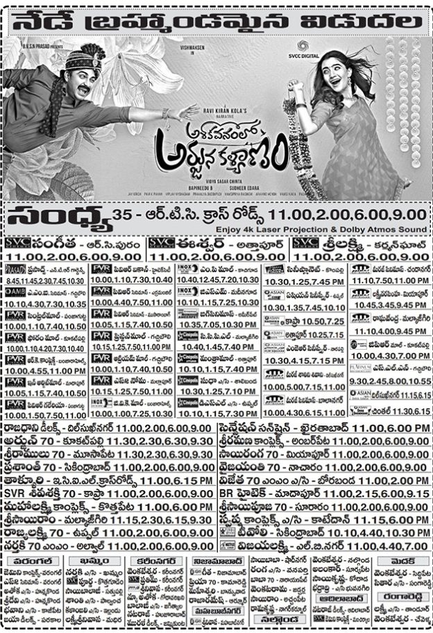 Ashoka Vanamlo Arjuna Kalyanam Movie Latest Nizam Theaters List