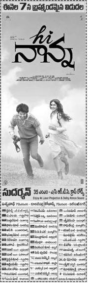 Hi Nanna Movie Nizam Theaters List